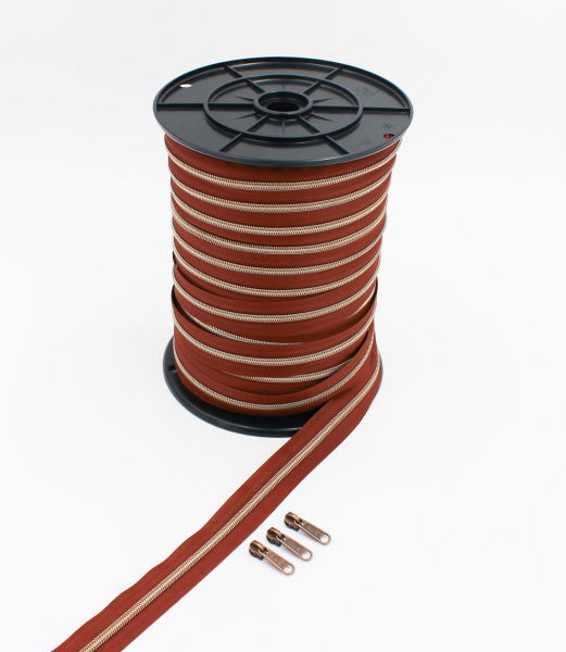 Endlosreißverschluss metallisiert rehbraun/messing-antik (1m)